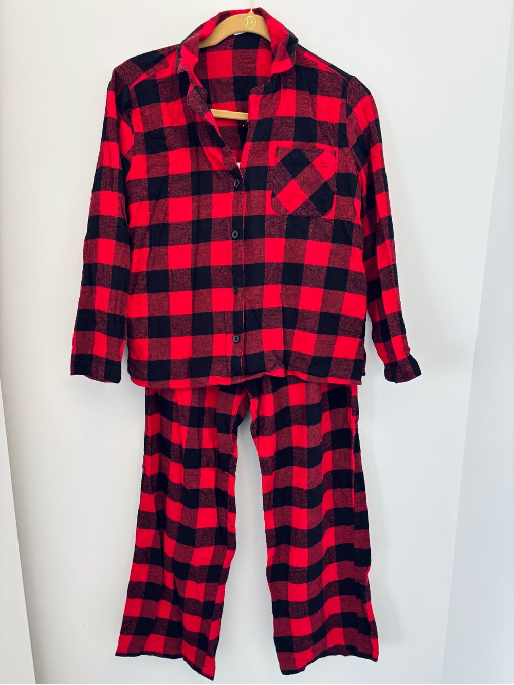 Old Navy buffalo check Christmas sleeping top and pants pajamas set Petite Small